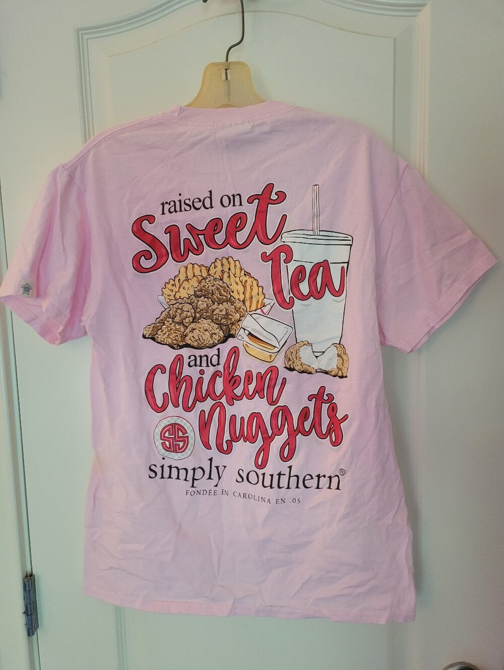 Simply Southern Pink 100% Cotton Tee with Red SS Logo